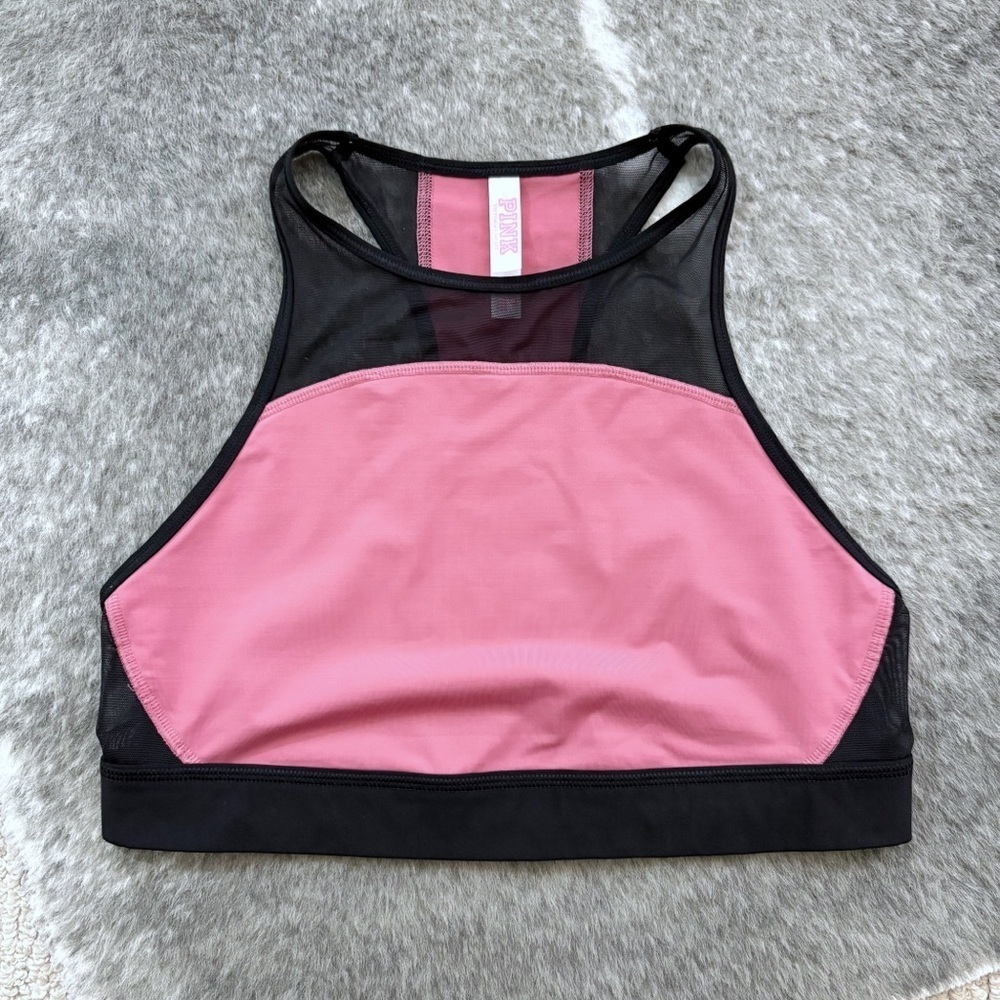 VS PINK High Neck Mesh Sports Bra - Picture 2 of 10